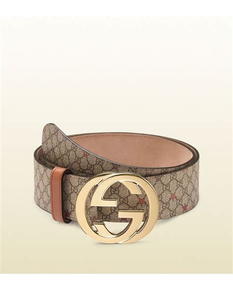 Gucci Supreme Canvas Belt With Interlocking G Buckle In Brown Lyst
