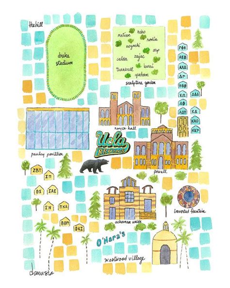 Ucla Illustrated Campus Map By Danusiakeusder On Etsy 2000