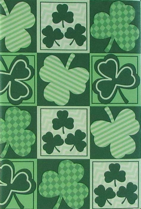 St Patricks Day Shamrock Clover Tiles Var Size Vinyl Flannel Backed Tablecloth Ebay