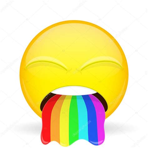 Emoji De Vómito Emoción De Asco Lanza Emoticones De Arco Iris Estilo