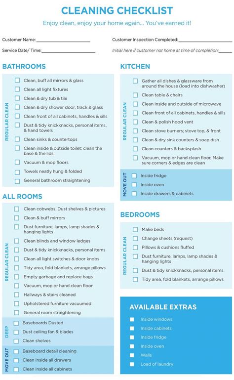 Free Printable House Cleaning Checklist For Maid Comenta M