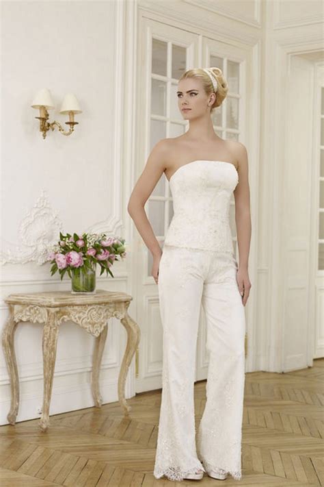 Elegant Wedding Pant Suit Lace Dress With Chiffon Cloak Wps 030