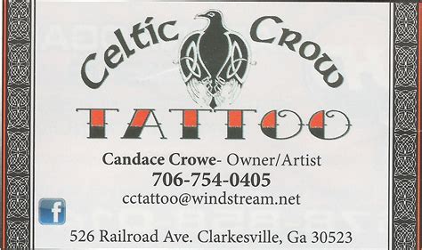 Hours may change under current circumstances Celtic Crow Tattoo Clarkesville Georgia