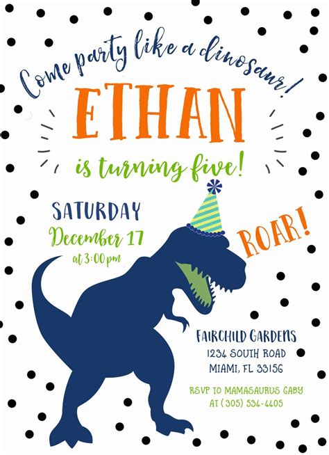 Printable Dinosaur Birthday Invitations