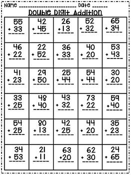 Arrange the numbers as below (one below the other), before subtracting. Addition without Regrouping Worksheets by Bilingualville | TpT