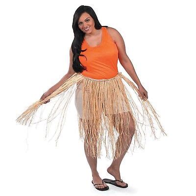Plus Size Natural Hula Raffia Hawaiian Luau Skirt Tropical Beach Party