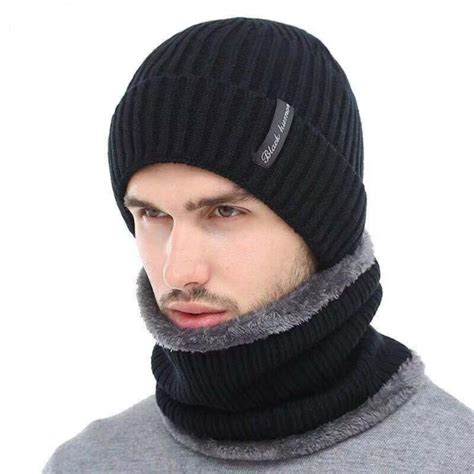 Winter Beanies Men Scarf Knitted Hat Caps Mask Bonnet Warm Baggy Winter