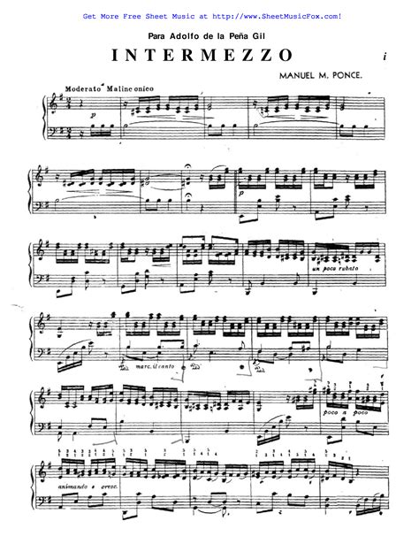 Free Sheet Music For Intermezzo No1 Ponce Manuel By Manuel Ponce