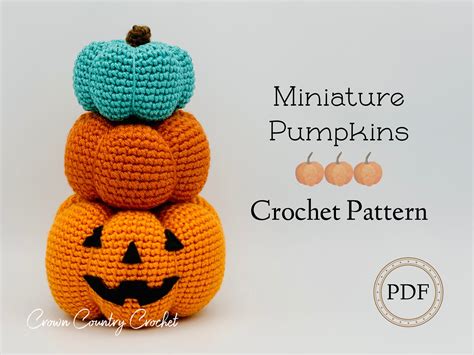 Pdf Crochet Pattern Miniature Pumpkins Halloween Crochet Etsy