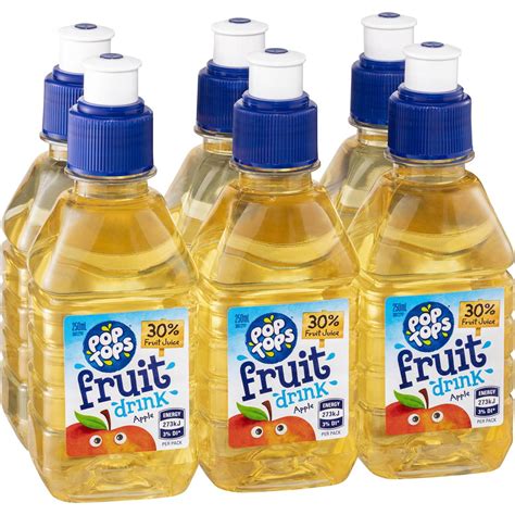 Pop Tops Fruit Drink Apple Poppers Multipack Lunch Box Bottles 250ml X