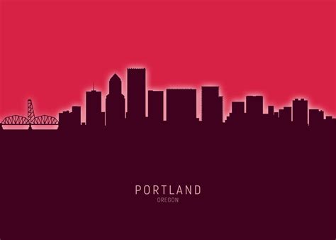 Portland Skyline Oregon Poster By Michael Tompsett Displate