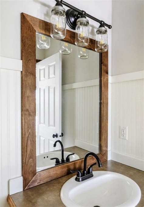 How To Add A Diy Wood Frame To A Bathroom Mirror Wood Framed Bathroom