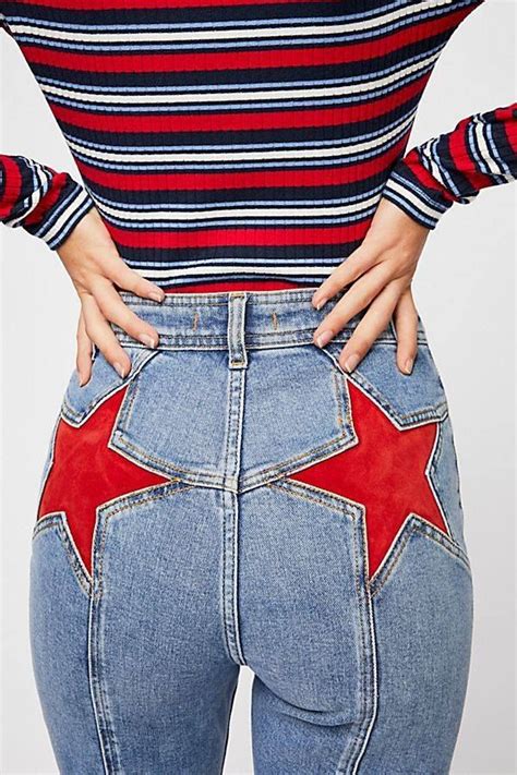 💕💕💕 Red Star Fashion Flare Jeans