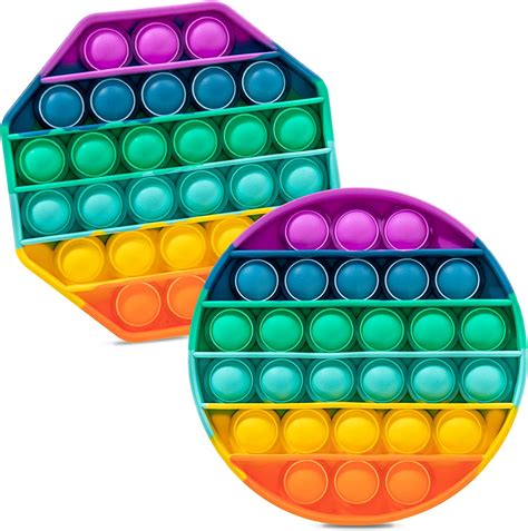 Rainbow Poppet Fidget Press Bubble Sensory Silicone Anxiety Stress