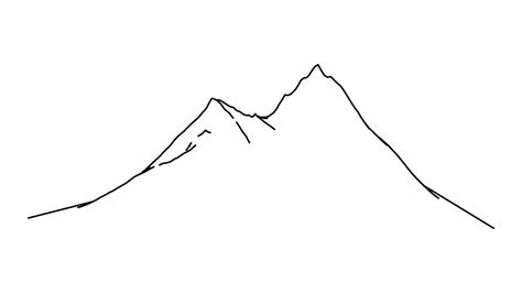 Outline Steep Mountain Range Illustration Everest Black Panorama