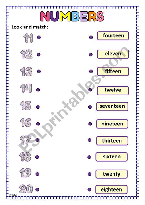 Numbers From 11 To 20 Esl Worksheet By Djym