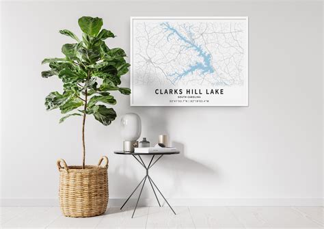 Printable Map Of Clarks Hill Lake Georgia And South Carolina Etsy