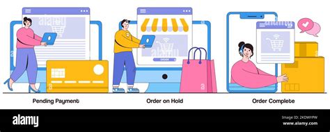 Pending Payment Order On Hold Order Complete Concept With People