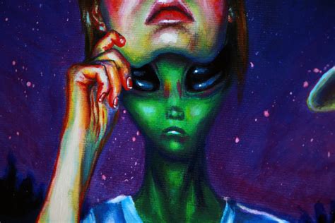 Psychedelic Canvas Print Alien Girl Unmasked Etsy