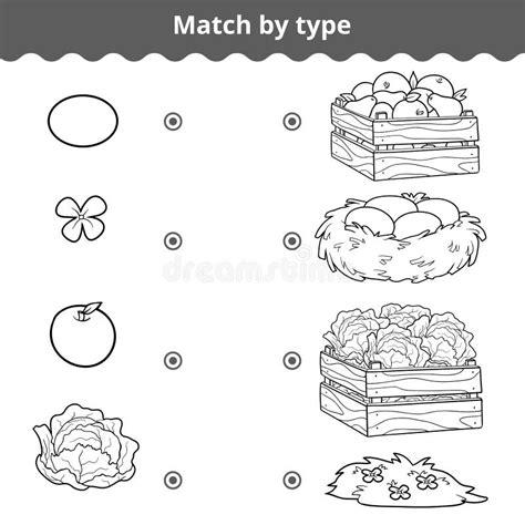 Matching Game For Children Match Items By Type Stock Vector