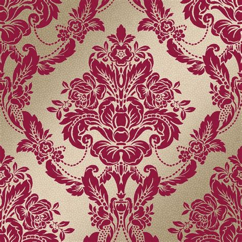 Palais Spot Damask Flock Wallpaper Scarlett Wallpaper