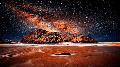 Hd Wallpaper Desert Stars Milky Way Rock Night Sky Starry Star