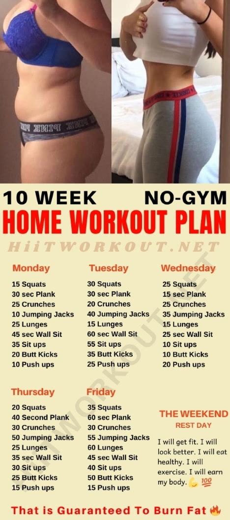 Weekly Workout Plan For Fat Loss And Muscle Gain Workout Plan At Home For Beginners