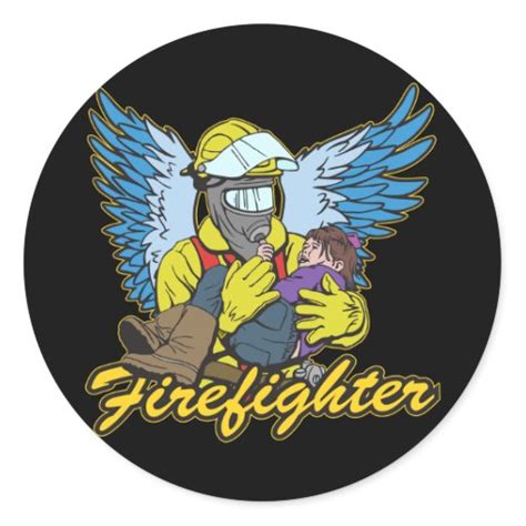 Firefighter Angel Classic Round Sticker Zazzle