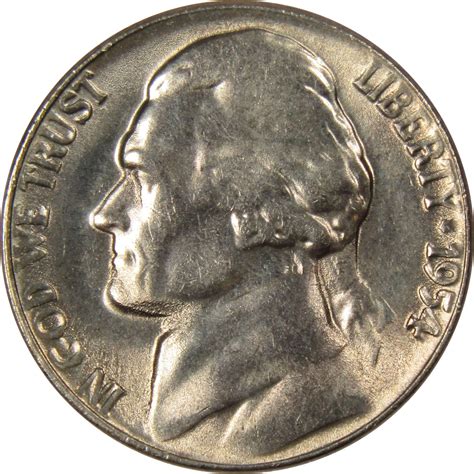 1954 Jefferson Nickel 5 Cent Piece Bu Uncirculated Mint State 5c Us