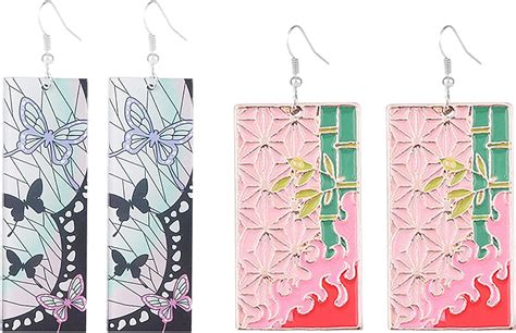 Buy Demon Slayer Tanjiro Earrings for Women Hanafuda Earrings Cosplay