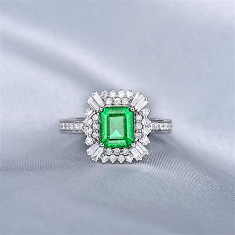 Buy Lanmi Brilliant Natural Green Emerald Ring Solid 14k White Yellow