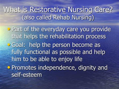 Restorative Nursing Care Plan Examples