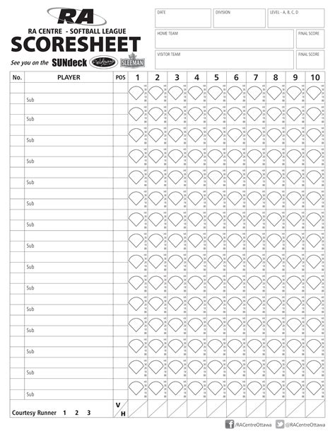 Softball Score Sheet Free Download Aashe
