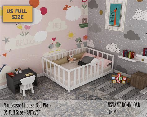 Montessori Canopy Bed Plan Full Bed Toddler Bed Frame Diy Etsy