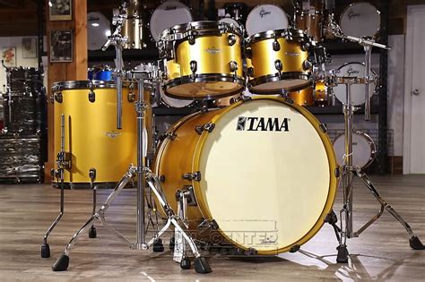 Tama Starclassic Maple 4pc Drum Set Satin Aztec Gold Metallic Reverb