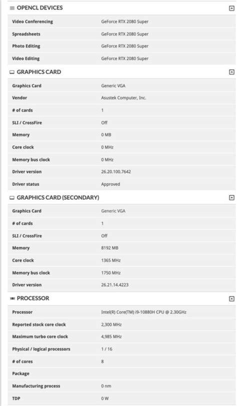 Nvidia Geforce Rtx 2080 Super Gpu And Intel Core I9 10880h Cpu Powered