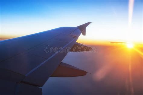 Airplane Wing Sunset Stock Image Image Of Transportation 95060175