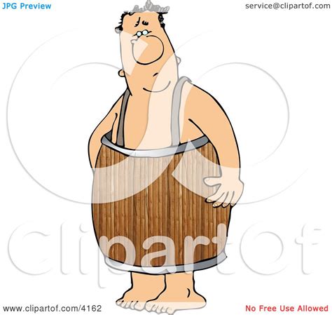 Naked Man Wearing A Wooden Barrel Around His Waist Clipart By Djart 4162