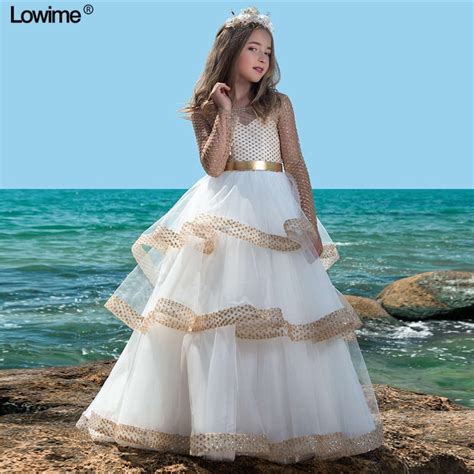 Noble A Line Flower Girl Dresses For Weddings Long Sleeves First