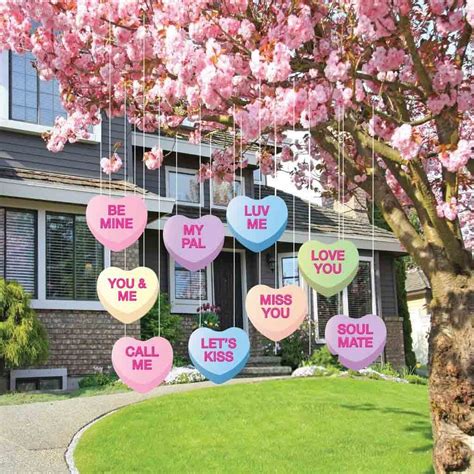 Valentines Lawn Decorations Hanging Candy Hearts Set Of 9 Amazon