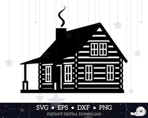 Cabin Svg Dxf Cabin Silhouette Printing Png Cabin Digital Clipart Files