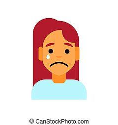 Cartoon Female Face Crying Canstock