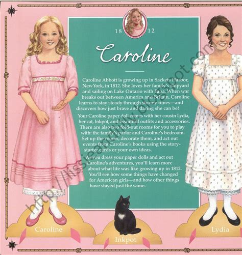 Lissie And Lilly Carolines Paper Dolls American Girl Doll Sets Paper
