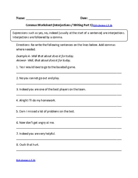Interjections Worksheet 5th Grade Ivuyteq