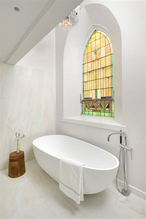 Find stained glass panels at wayfair. White Spa Bathroom With Stained Glass Window | HGTV