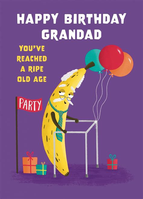Ripe Old Age Banana Grandad Birthday Card Scribbler