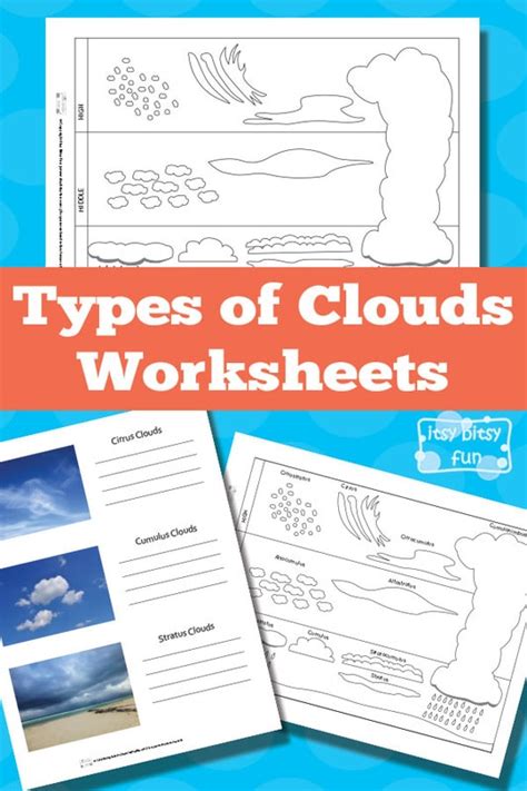 Clouds dangerous weather hurricanes tornadoes weather forecasting seasons weather glossary and terms world biomes biomes and ecosystems desert grasslands savanna tundra tropical rainforest temperate forest taiga forest marine freshwater coral reef: Types of Clouds Worksheets - itsybitsyfun.com