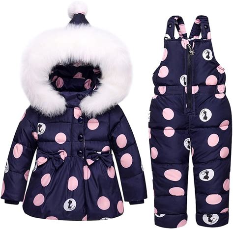 Amur Leopard Toddler Sweet Baby Girls Winter Snowsuit Polka Dot Bow