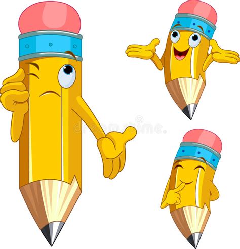 Pencil Character Facial Expressions Stock Vector Illustration Of