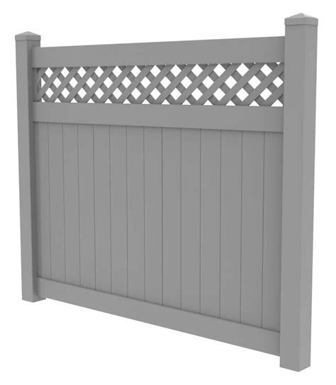 A Gray Fence With Lattice Design On The Top And Bottom Panel In Front Of A White Background